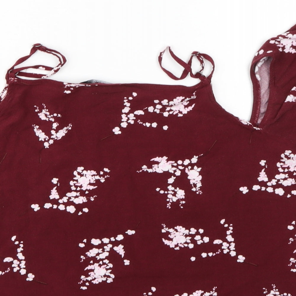 New Look Girls Red Floral Basic Blouse Size 14 Years