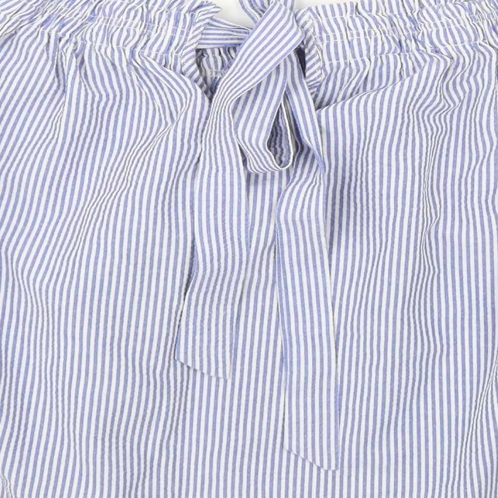 Atmosphere Womens Blue Striped Basic Blouse Size 12