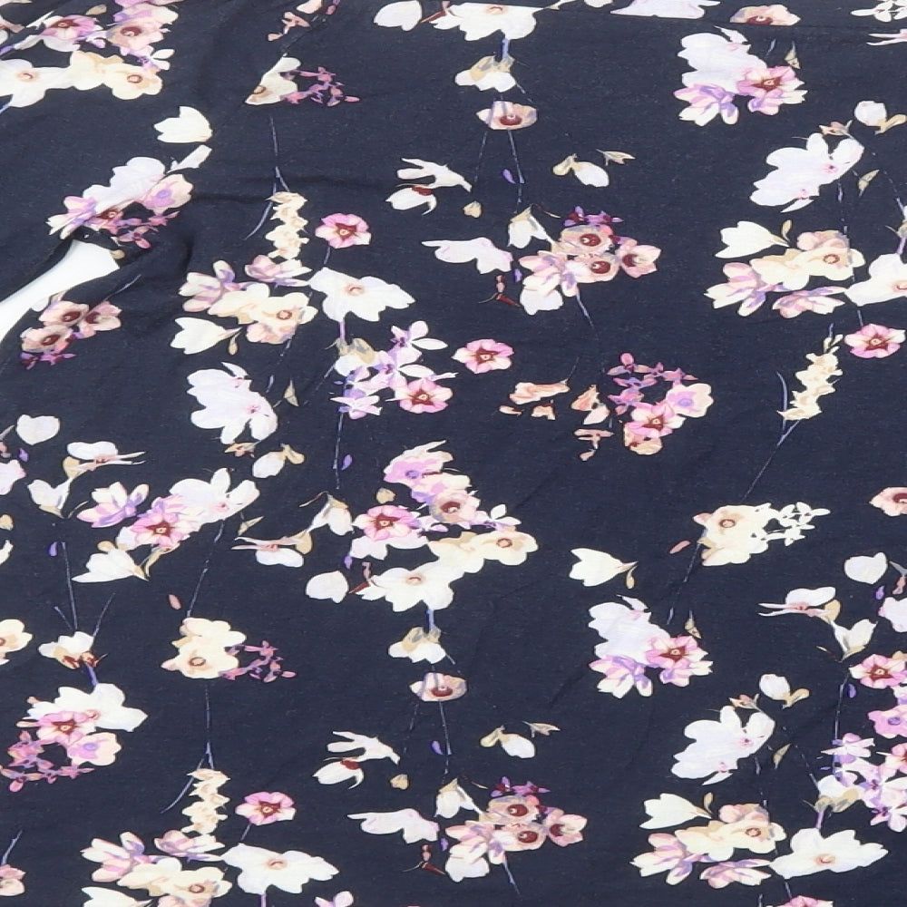 F&F Womens Blue Floral Basic Blouse Size 8