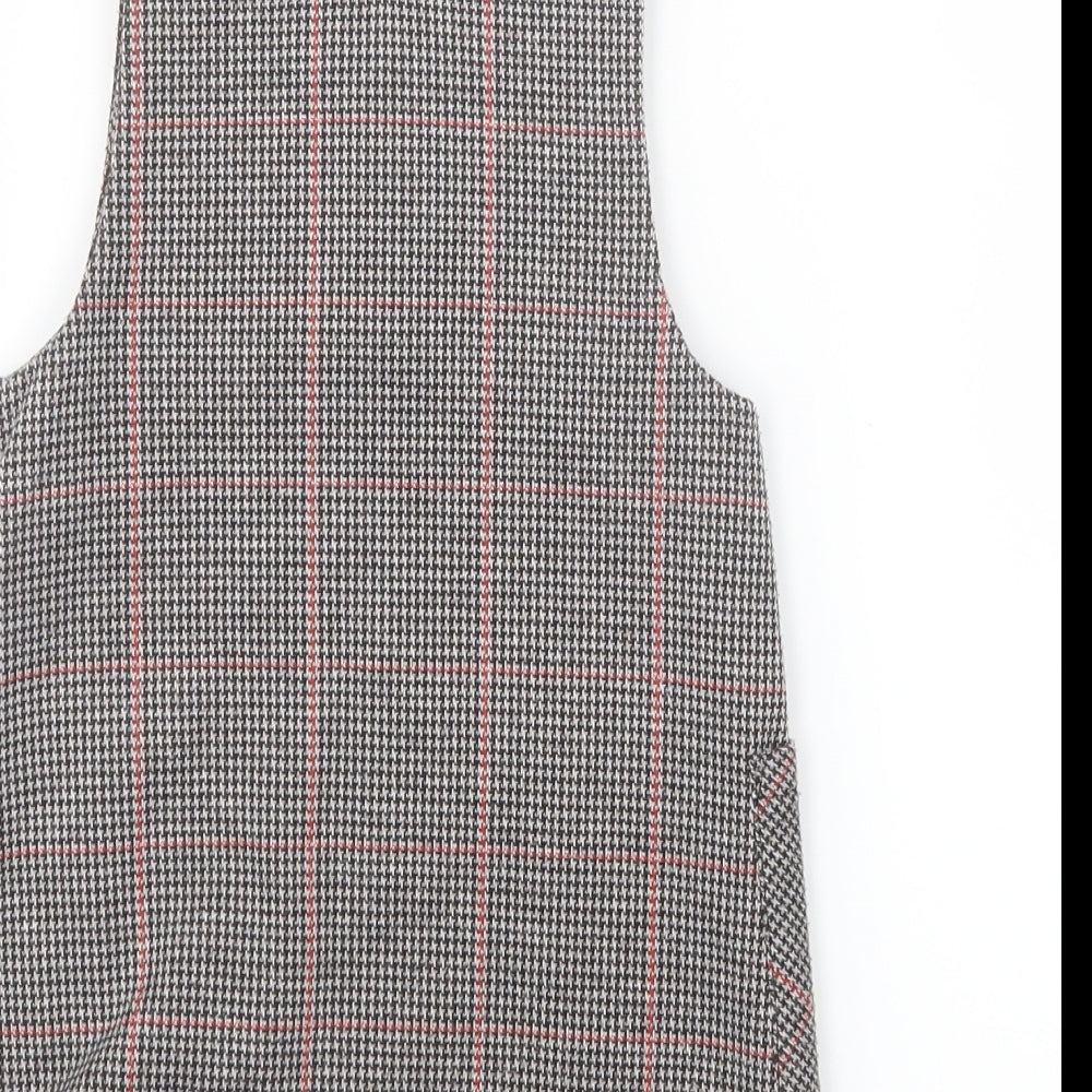 TU Girls Black Houndstooth Pinafore/Dungaree Dress Size 3 Years