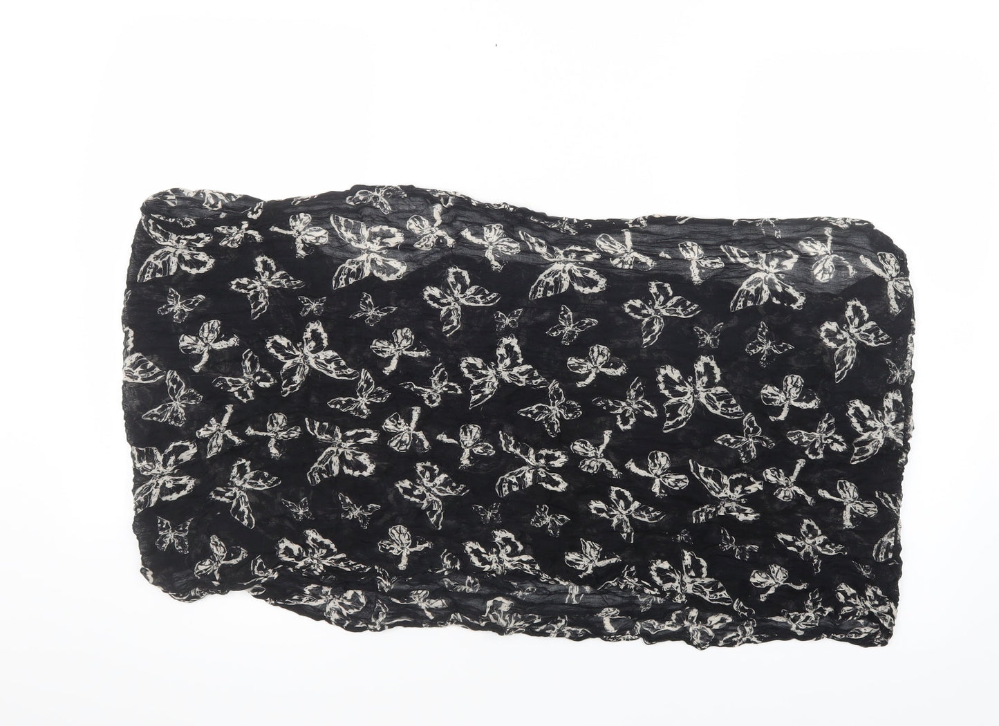 Preworn Womens Black Geometric Scarf - Butterflies, Snood