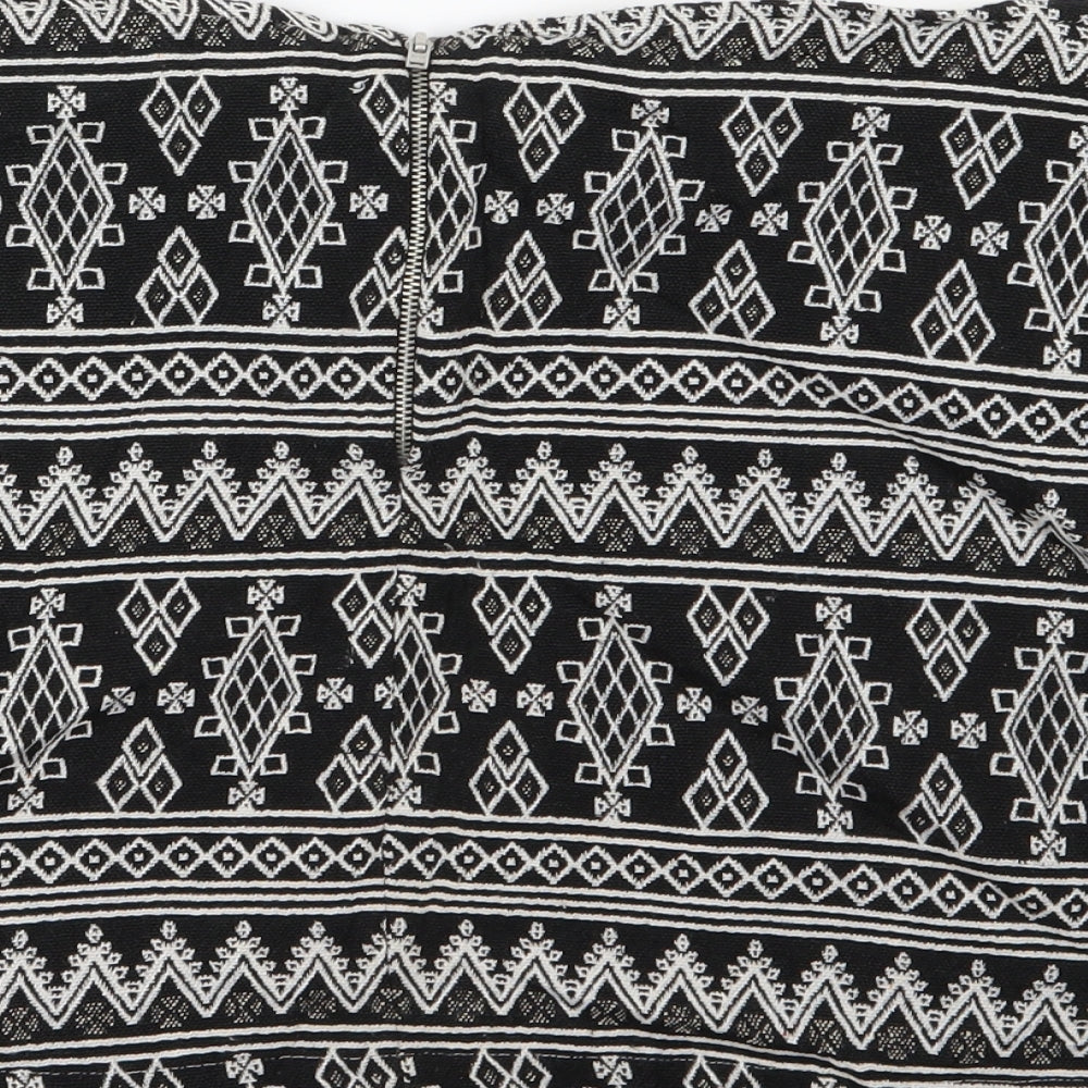 Atmosphere Womens Black Geometric A-Line Skirt Size 14