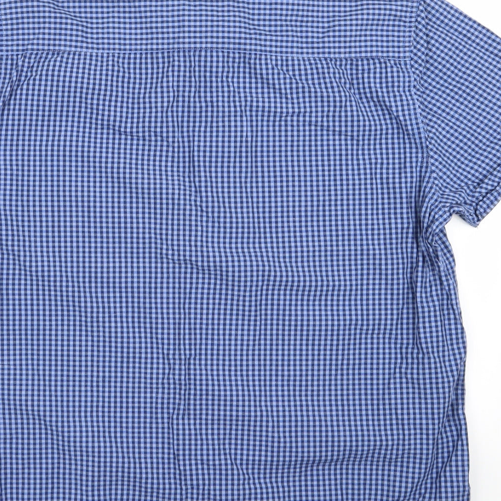 ACW85 Mens Blue Check Button-Up Size L