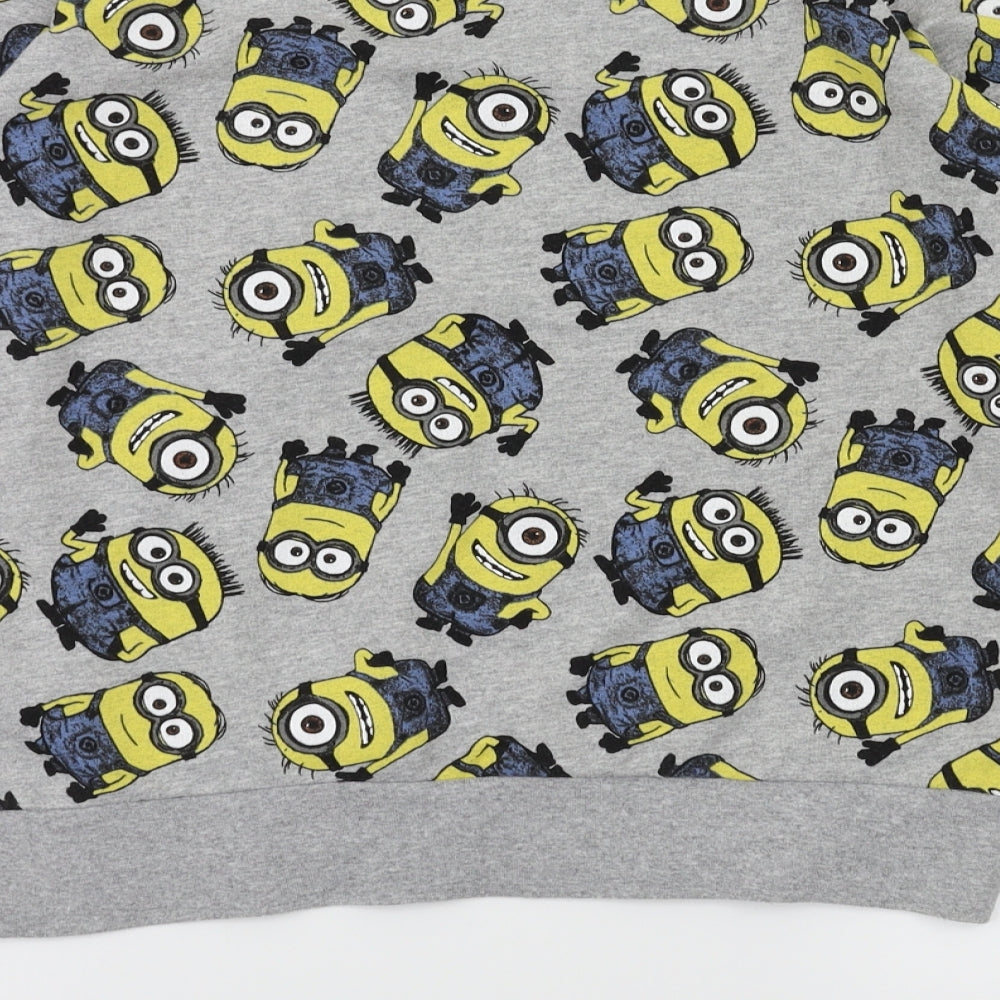 Minion Girls Grey Animal Print Pullover Jumper Size S