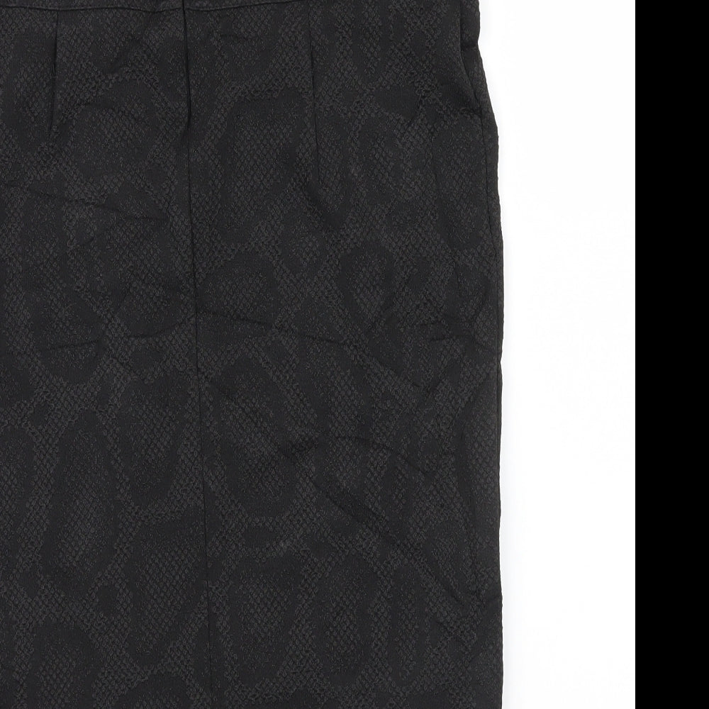 Preworn Womens Black Geometric A-Line Skirt Size M