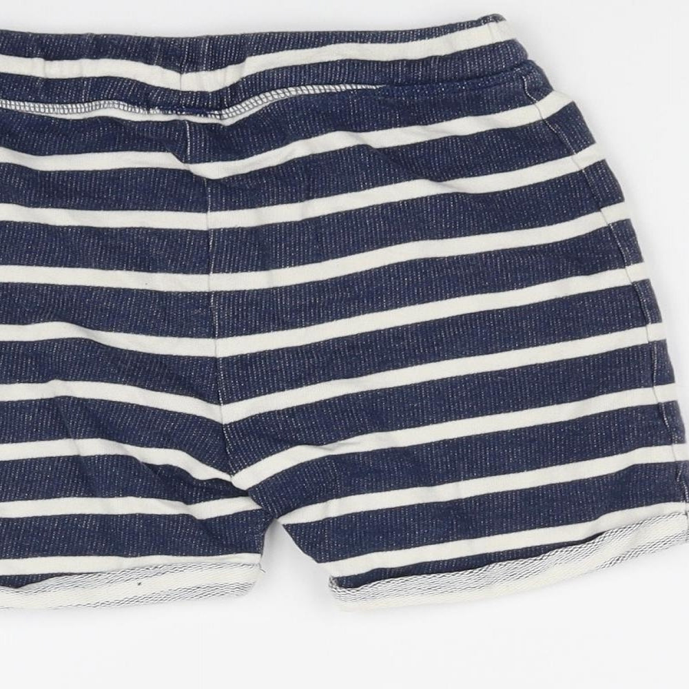 NEXT Girls Blue Striped Cut-Off Shorts Size 3-4 Years