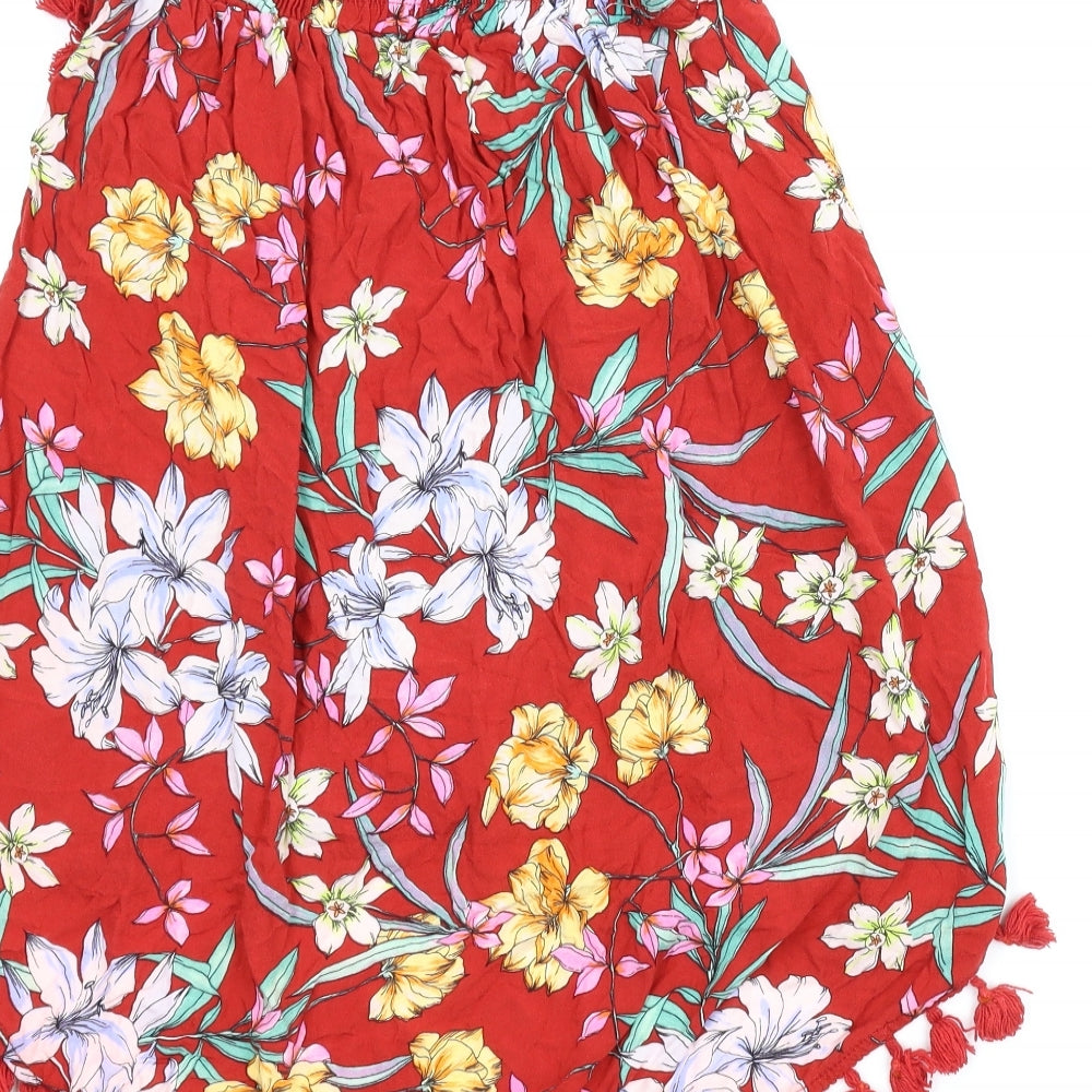 Ambar Womens Red Floral Wrap Skirt Size XL