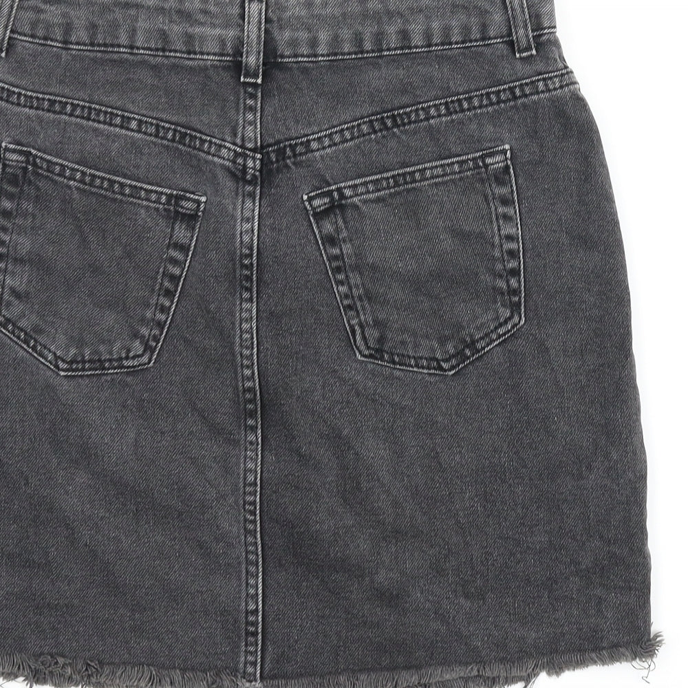 Topshop Womens Grey Denim A-Line Skirt Size 8