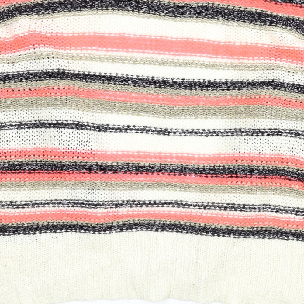 Club L Womens White Striped Cardigan Jumper Size 12