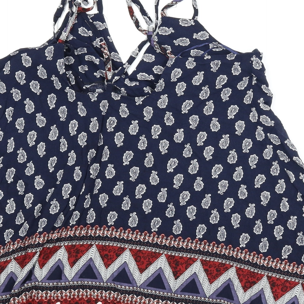 In the Style Womens Blue Paisley Basic Blouse Size 10
