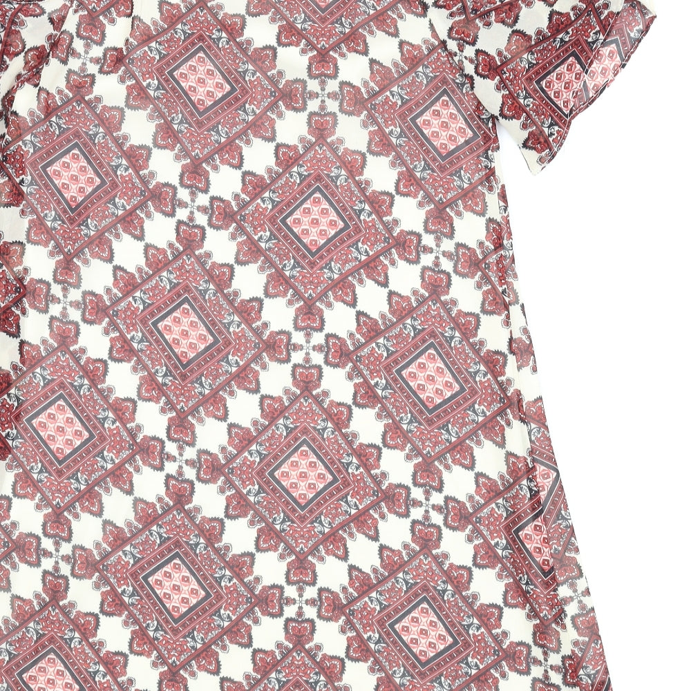Diffuse Womens Red Argyle/Diamond Basic Blouse Size 10