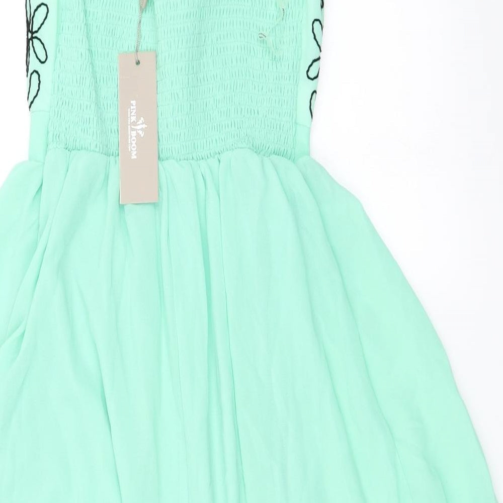 Pink Boom Womens Green A-Line Size S
