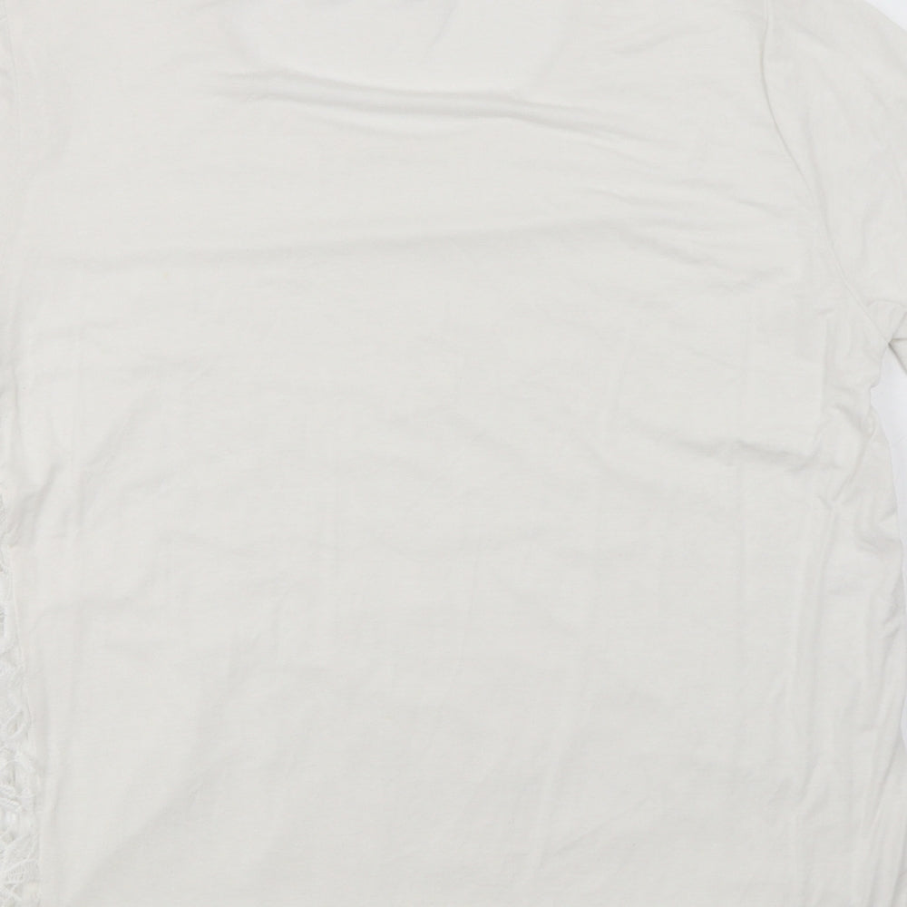 fanghua Womens White Floral Basic T-Shirt Size M