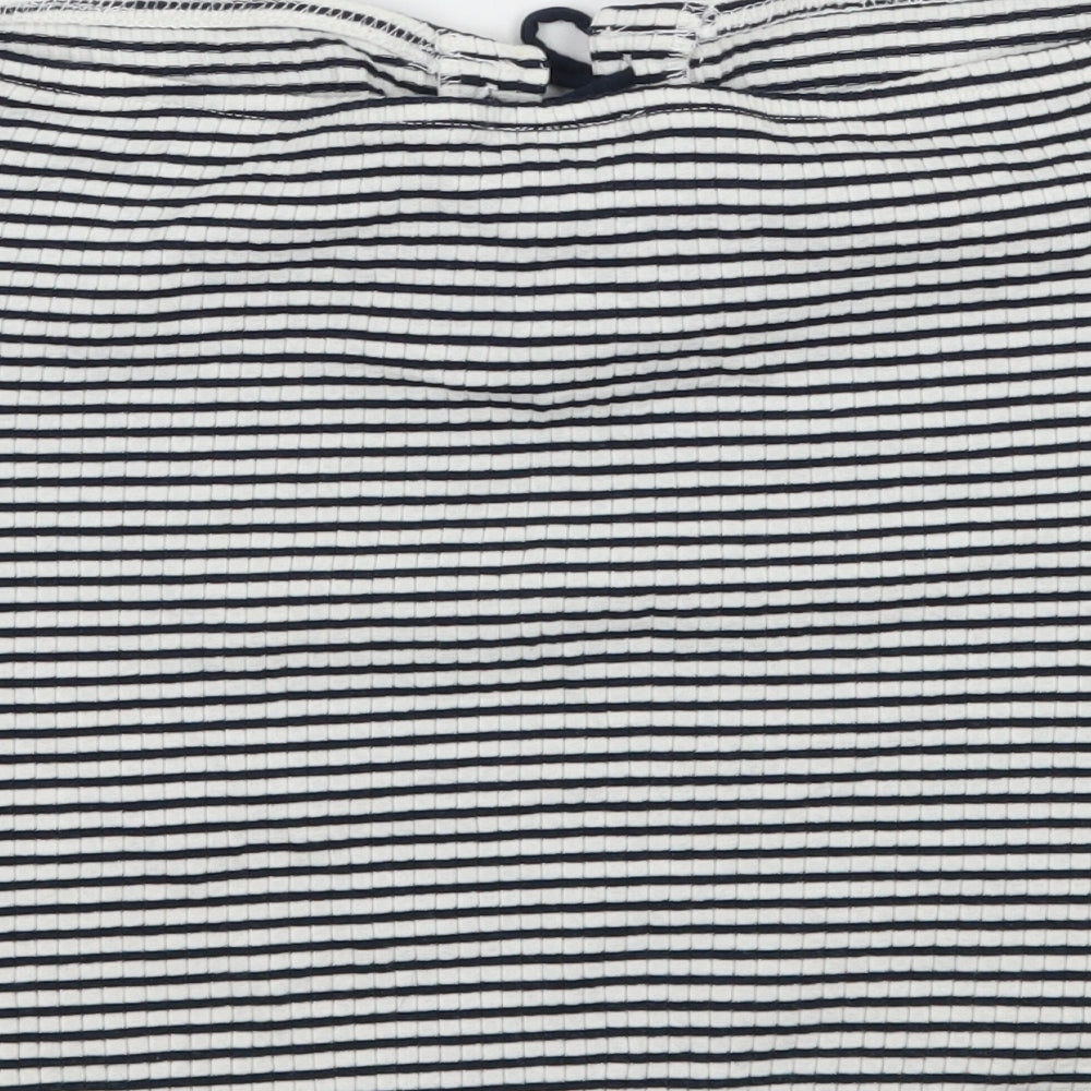 Topshop Womens Blue Striped Jersey Basic T-Shirt Size 16 - Lace up detail