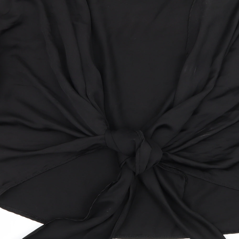 Missguided Womens Black Satin Basic Blouse Size 8 - Open Back