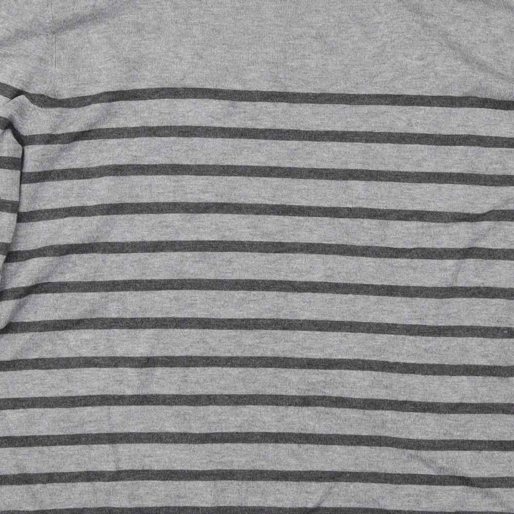 Minuet Womens Grey Striped Knit Pullover Jumper Size L