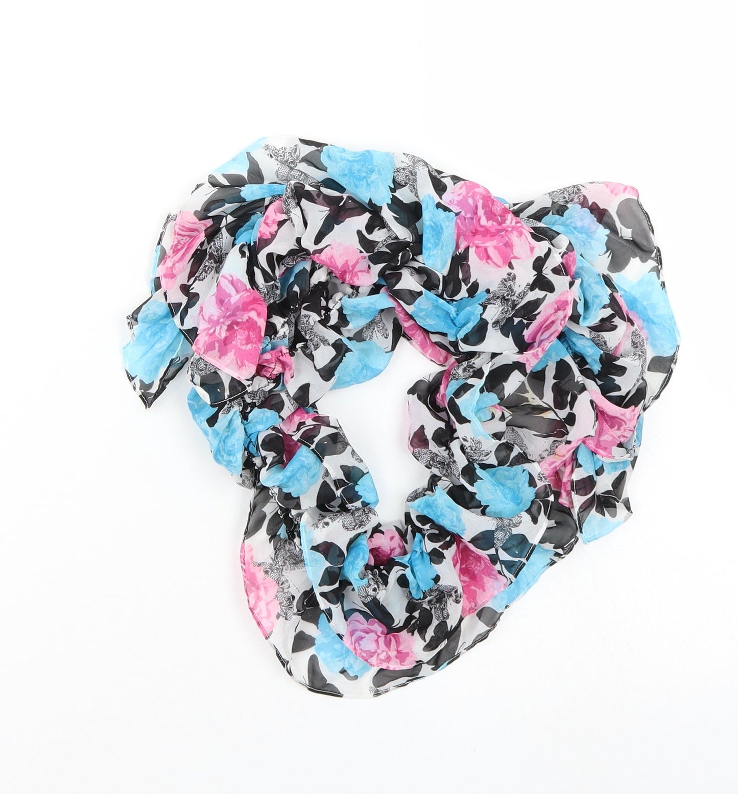 Preworn Womens Blue Floral Scarf