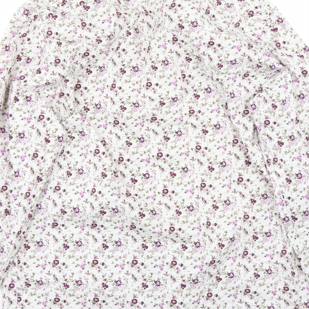 Marks and Spencer Mens White Floral Button-Up Size 16
