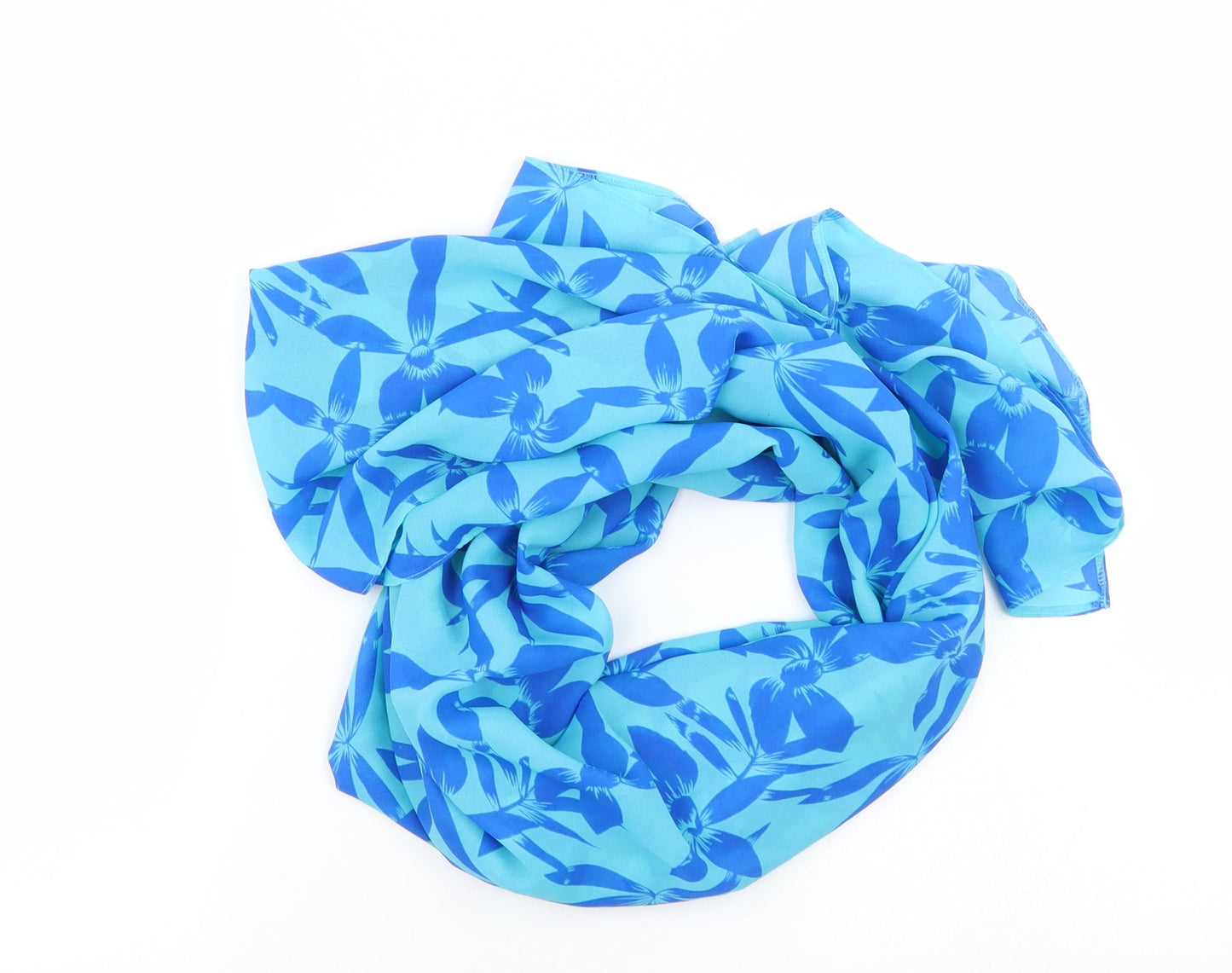 Preworn Womens Blue Floral Shawl/Wrap