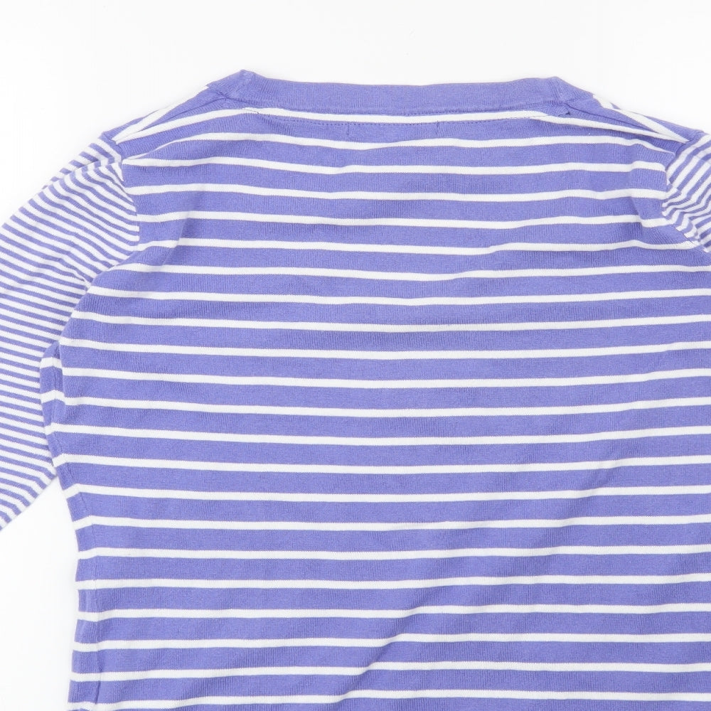 DAVID EMANUEL Womens Blue Striped Pullover Jumper Size 10