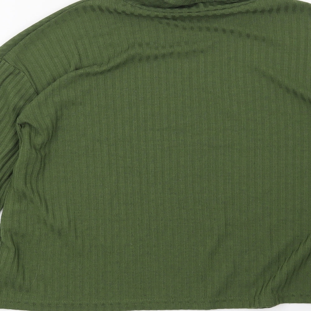 H&M Womens Green Striped Pullover Sweatshirt Size S