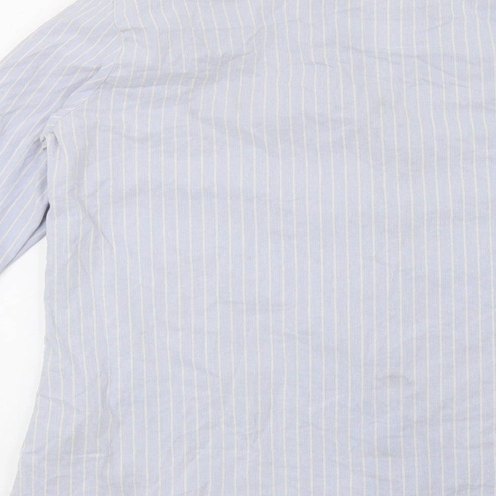Preworn Womens Blue Striped Basic Button-Up Size L