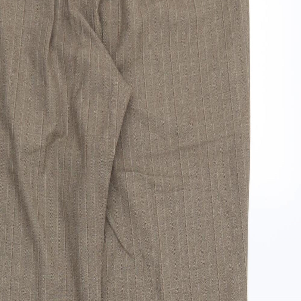 Marks and Spencer Womens Brown Striped Trousers Size 14 L28 in