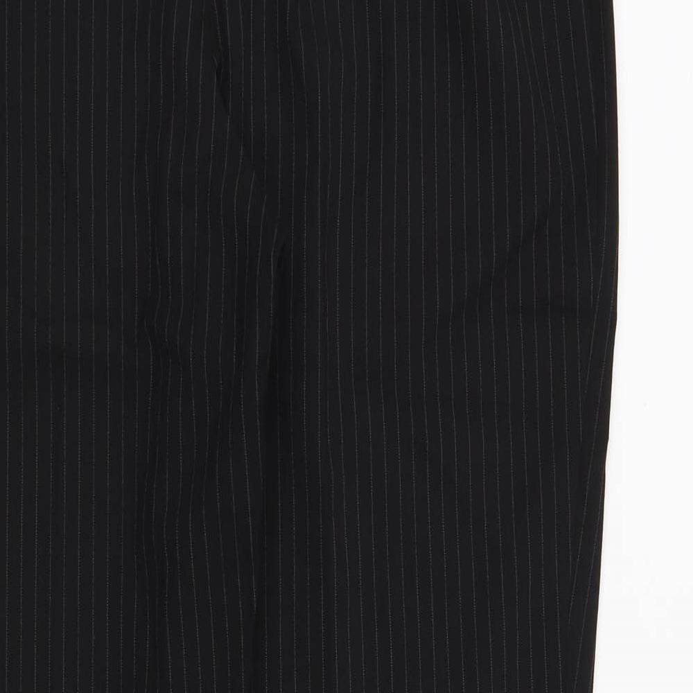 Marks and Spencer Womens Black Striped Trousers Size 14 L29 in