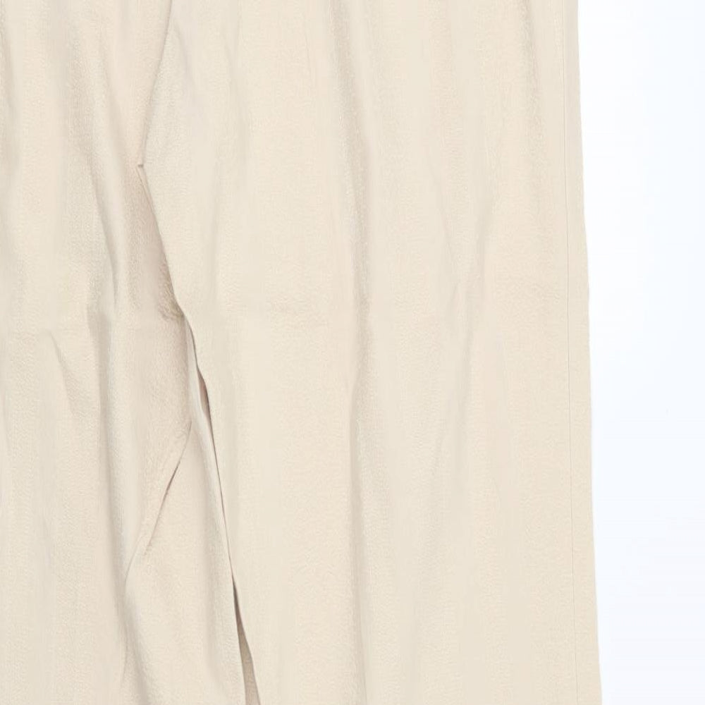Marks and Spencer Womens Beige Geometric Trousers Size 14 L30 in