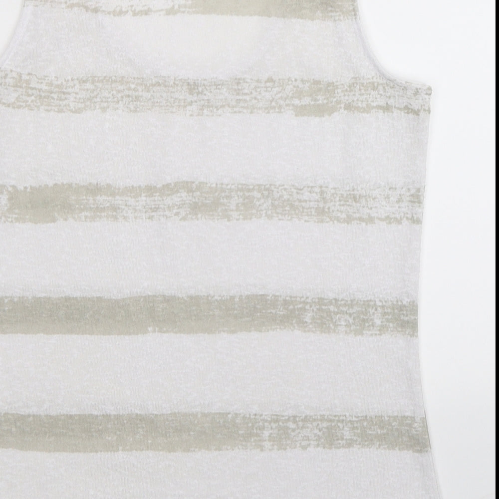 ecru Womens White Striped Basic Tank Size S