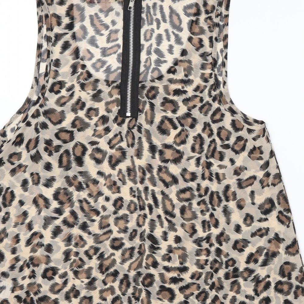 Cameo Rose Womens Brown Animal Print Basic Tank Size 10