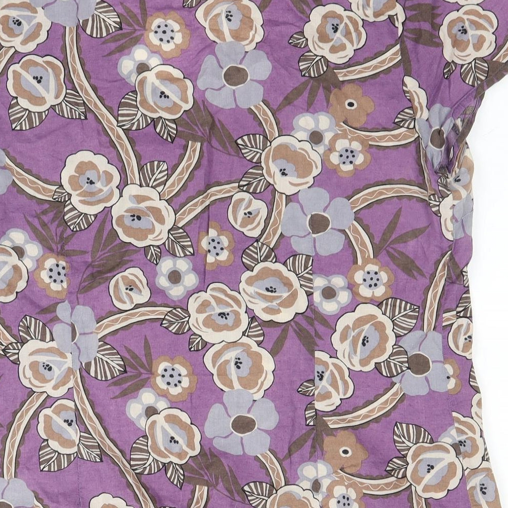 Casual Club Womens Purple Floral Basic Blouse Size 14