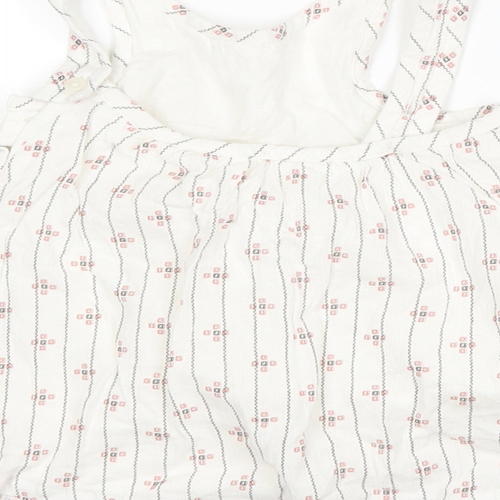 Marks & Spencer Girls White Striped Pinafore/Dungaree Dress Size 3-6 Months