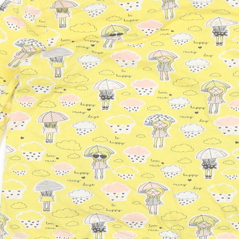 M&Co Girls Yellow Basic T-Shirt Size 8-9 Years - rain