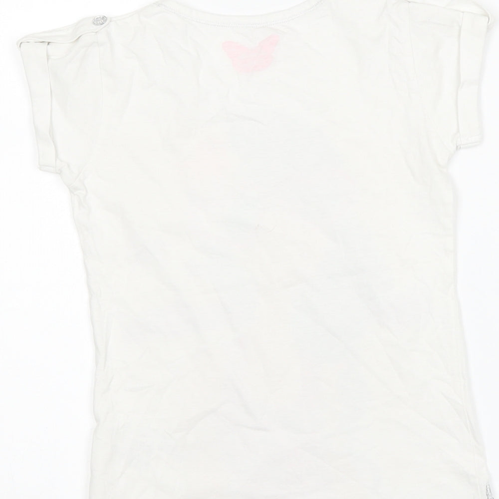 Matalan Girls White Basic T-Shirt Size 6-7 Years - Graphic