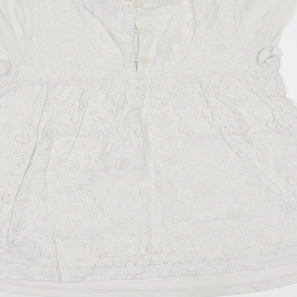 NEXT Girls White Basic T-Shirt Size 7 Years - lace back