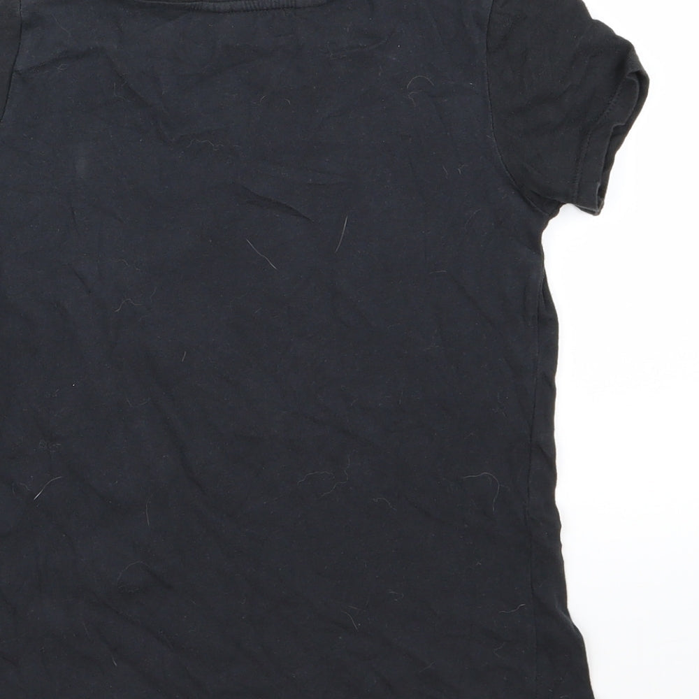 H&M Girls Black Basic T-Shirt Size 9-10 Years - Unicorn