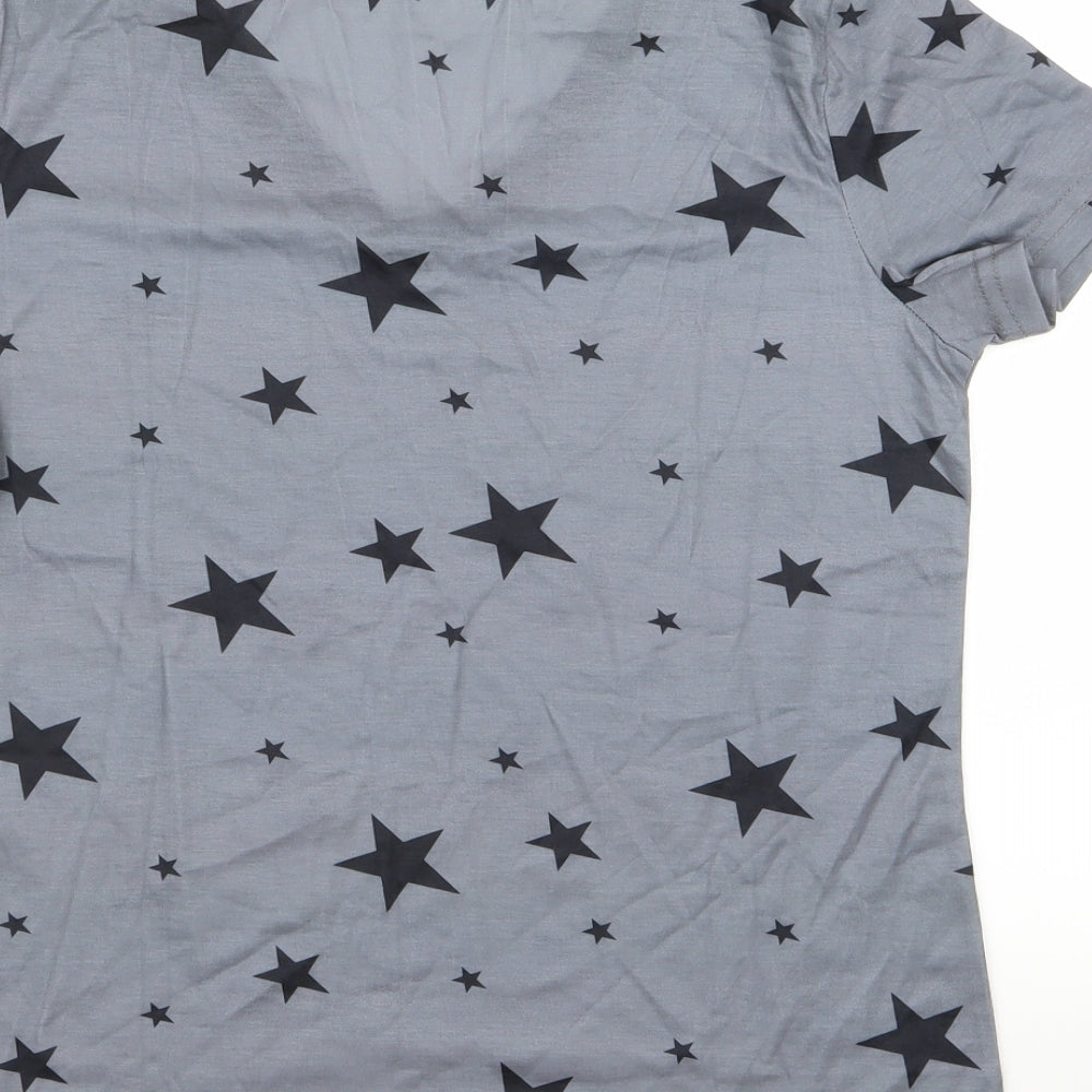 Yoins Womens Grey Basic T-Shirt Size S - Star Print