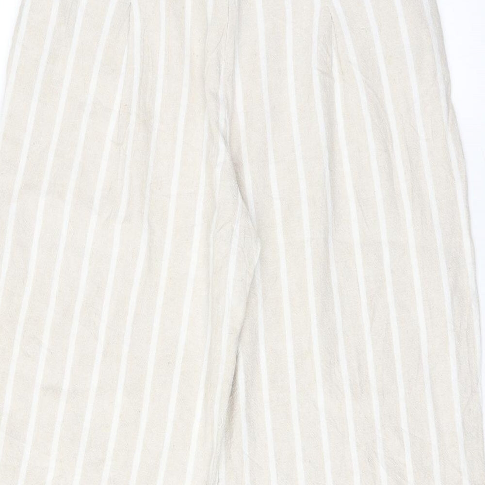 commoners Womens Beige Striped Cropped Trousers Size 10 L20 in