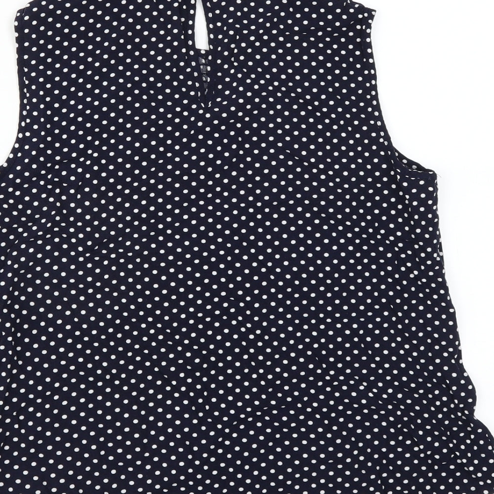 Primark Womens Blue Polka Dot Basic Blouse Size 10