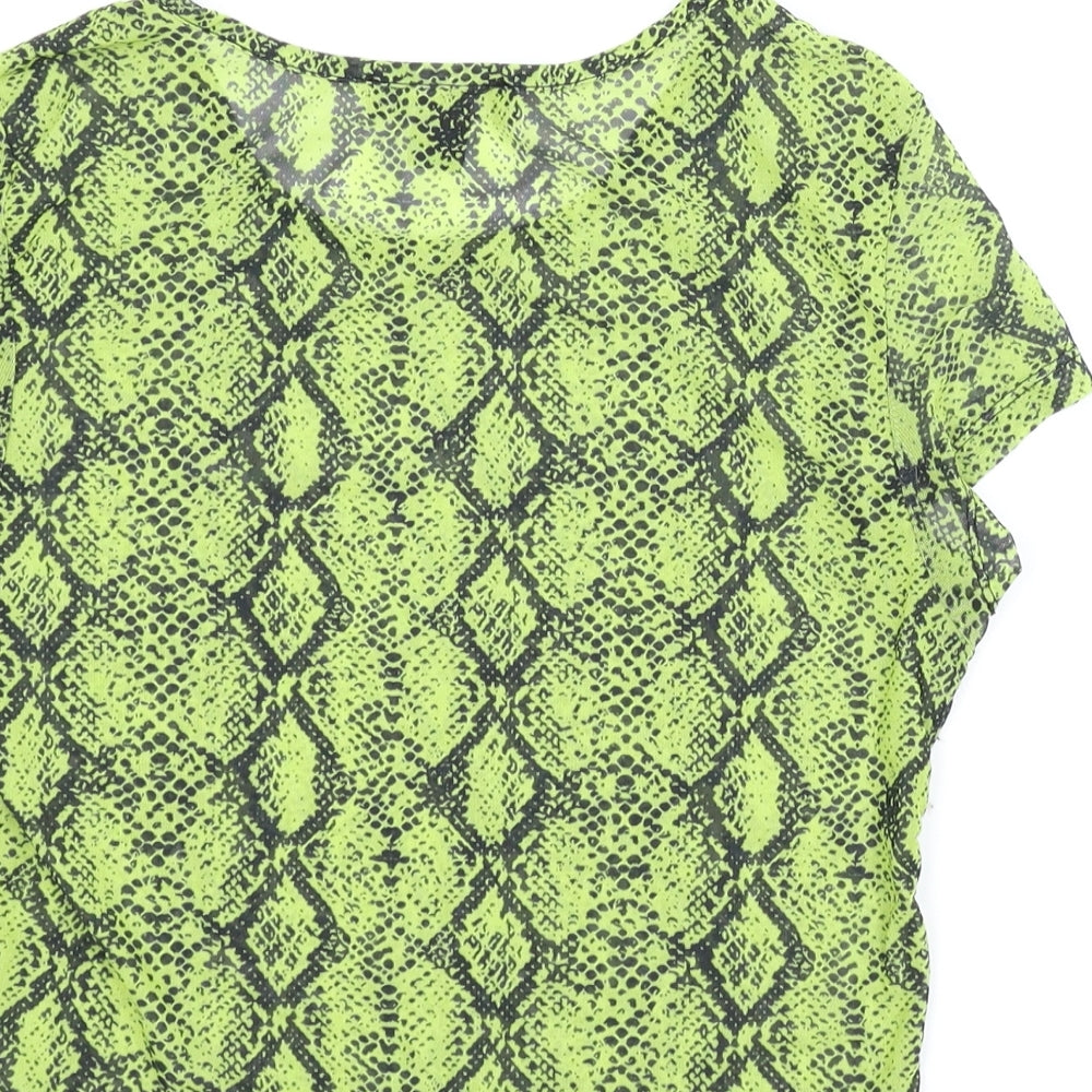 Primark Womens Green Animal Print Basic Blouse Size 2XS - Snake