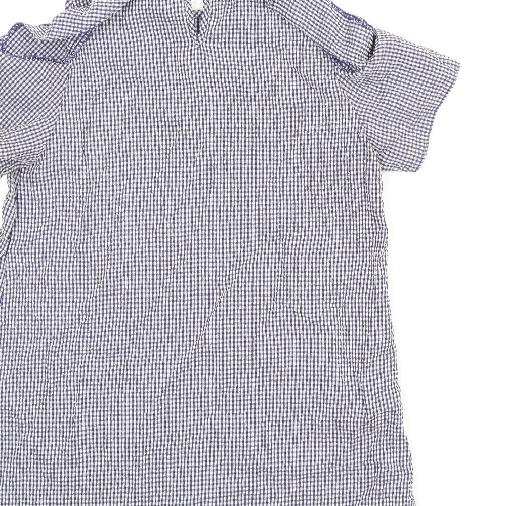 Dorothy Perkins Womens Blue Check Basic Blouse Size 8