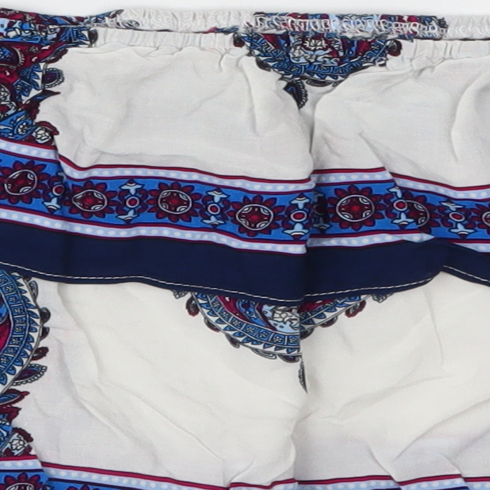 Love & Other Things Womens Blue Geometric Cropped Tank Size M - Batik