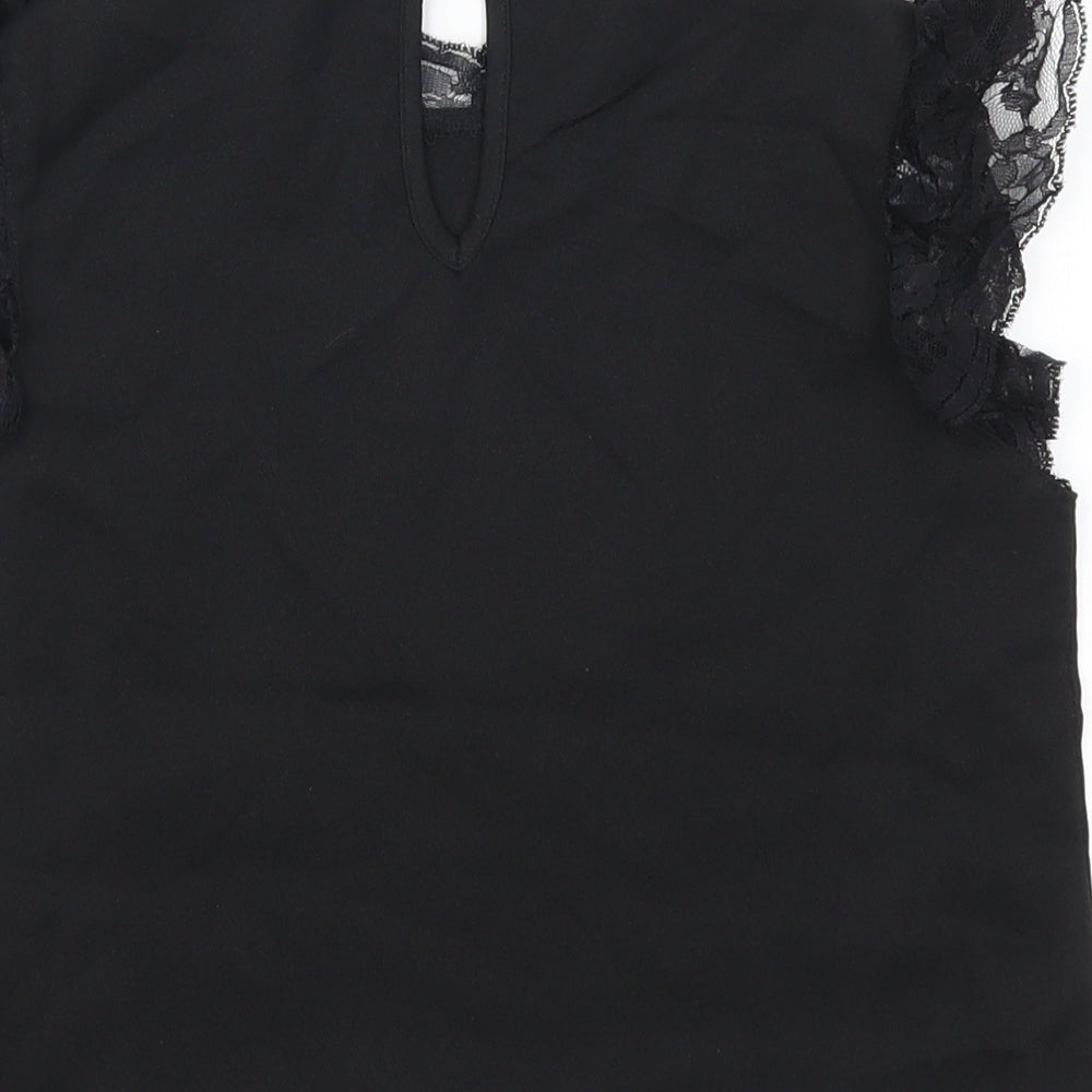 SheIn Girls Black Basic T-Shirt Size 8 Years - Lace Detail