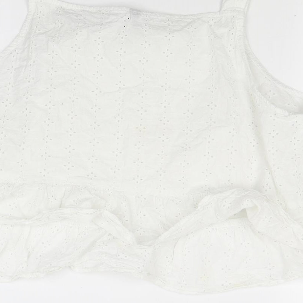 Divided Womens White Cropped Tank Size 14