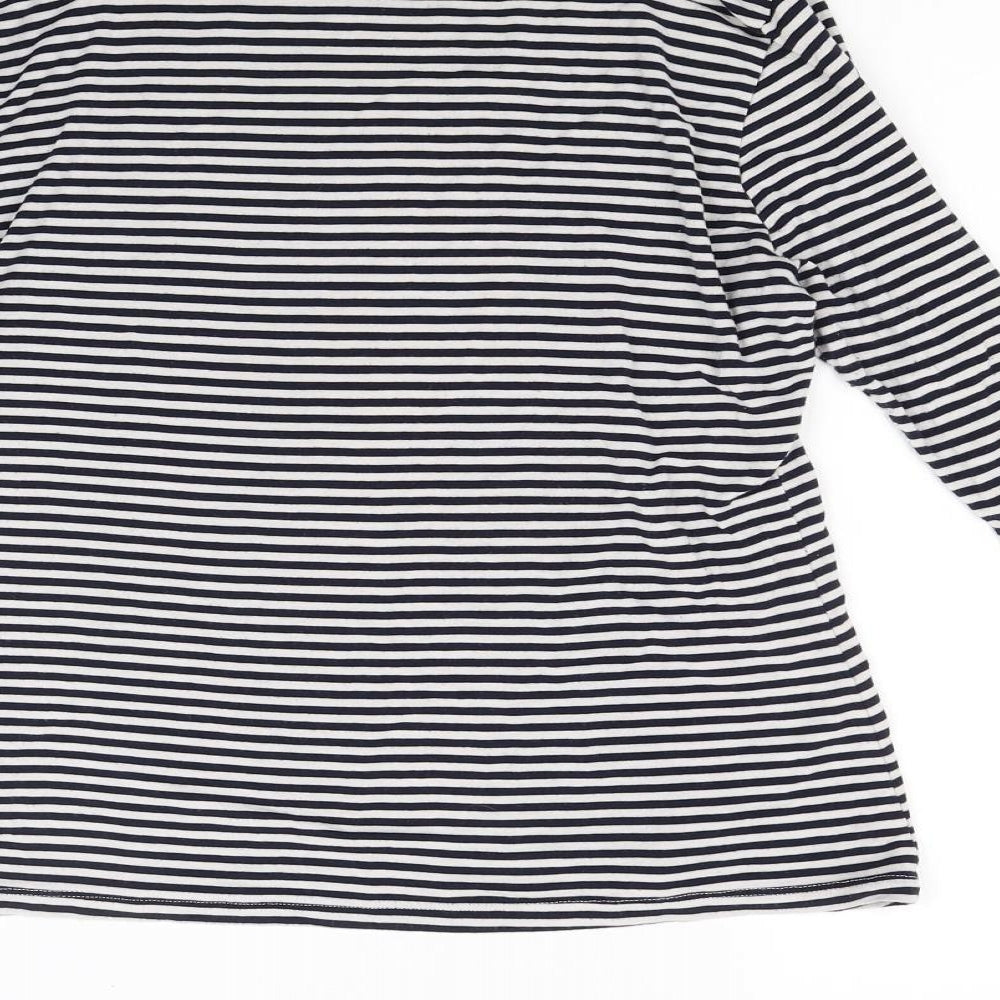 H&M Womens White Striped Pullover Sweatshirt Size M