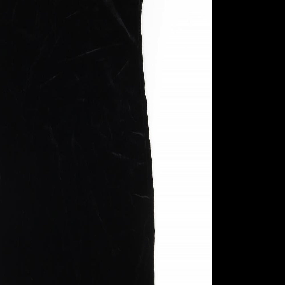 Boohoo Womens Black Velour Bodycon Size 8