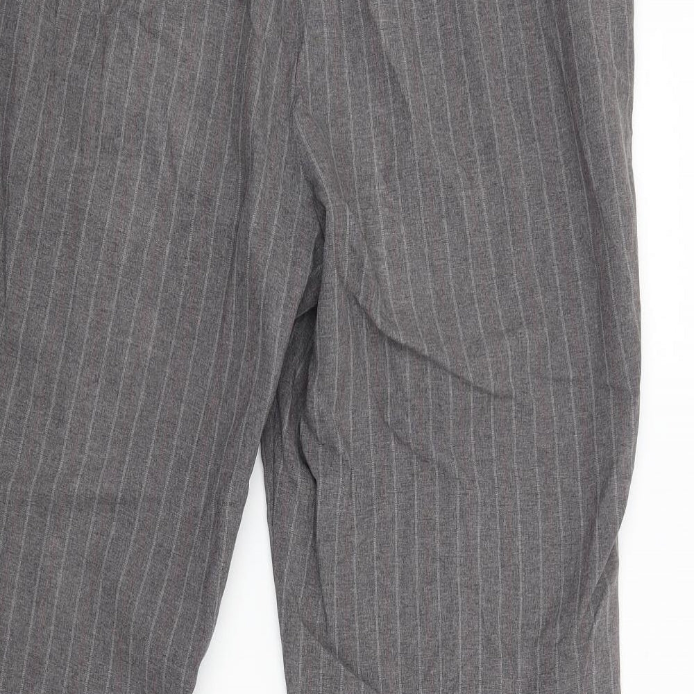 Marks and Spencer Womens Grey Striped Trousers Size 18 L27 in