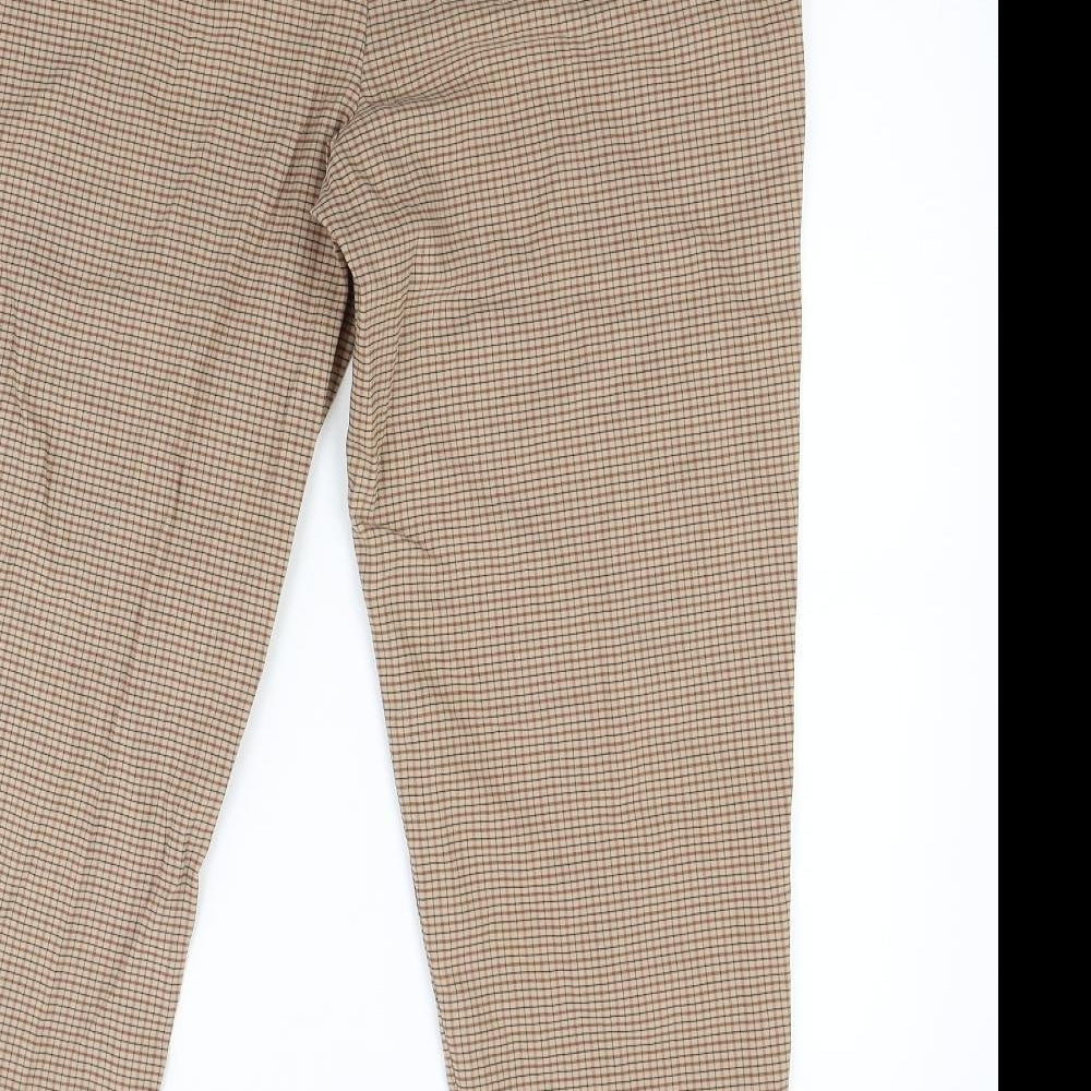 Collection Womens Brown Check Trousers Size 28 in L25 in