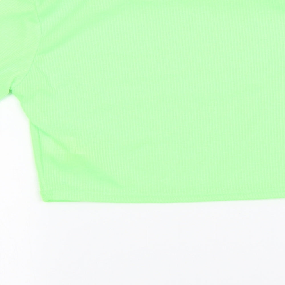 Boohoo Womens Green Basic T-Shirt Size 10